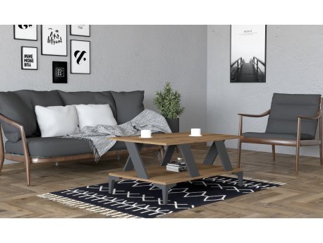 HANAH HOME Sto za dnevnu sobu Tabla Anthracite Walnut
