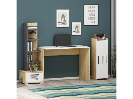 HANAH HOME Radni sto Dawn Sapphire Oak White Anthracite