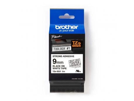 Brother TZES221 Lam.traka 9mm crno/belo STRONG