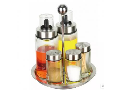 KINGHOFF KH1648 stalak za začine inox staklo 6 delova