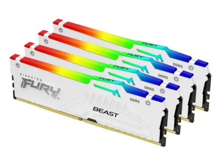 KINGSTON DIMM DDR5 128GB (4x32GB kit) 5200MT/s KF552C40BWAK4-128 FURY Beast White RGB XMP