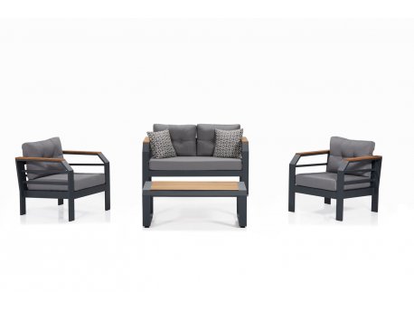 HANAH HOME Baštenska garnitura Assento 2+1+1+S Grey Black
