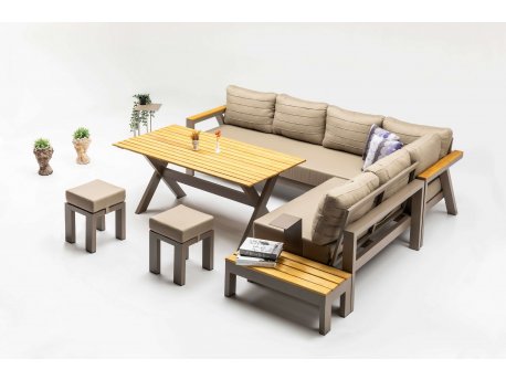 HANAH HOME Baštenska garnitura Daisy Cappuccino v2