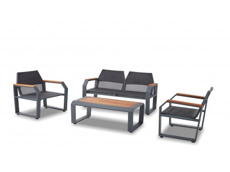 HANAH HOME Baštenska garnitura Truva Anthracite Black