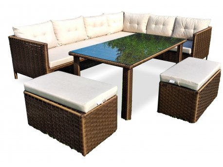 HANAH HOME Baštenska garnitura Paris Dark Brown