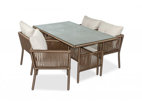 HANAH HOME Baštenska garnitura Shangai 7 Dark Brown
