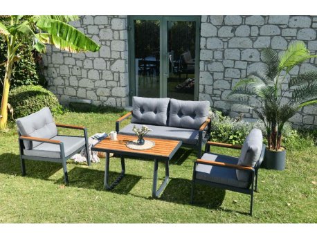 HANAH HOME Baštenska garnitura Tivoli Anthracite Grey