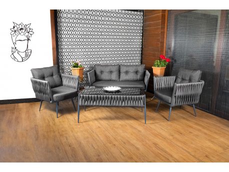 HANAH HOME Baštenska garnitura Violet Grey (1+1+2+S)