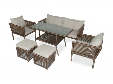 HANAH HOME Baštenska garnitura Shangai 4 Dark Brown