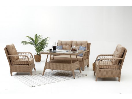 HANAH HOME Baštenska garnitura Vera Rattan (2+1+1+S)