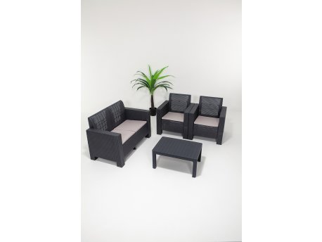 HANAH HOME Baštenska garnitura Aksu 2+1+1+S Takim Anthracite
