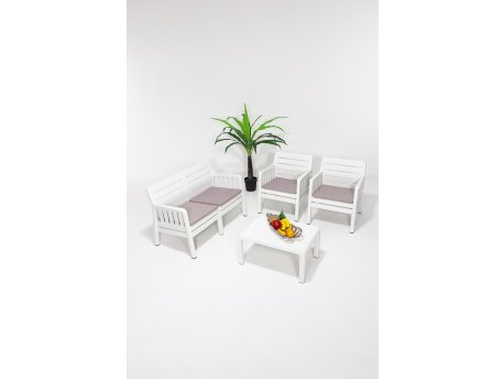 HANAH HOME Baštenska garnitura Lara 2+1+1+S Takim White