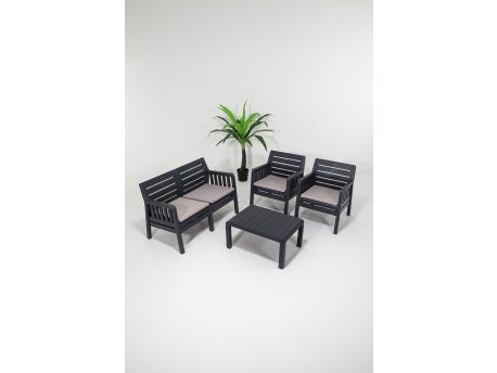 HANAH HOME Baštenska garnitura Lara 2+1+1+S Takim Anthracite