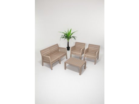 HANAH HOME Baštenska garnitura Lara Mindersiz 2+1+1+S Takim Cappucino