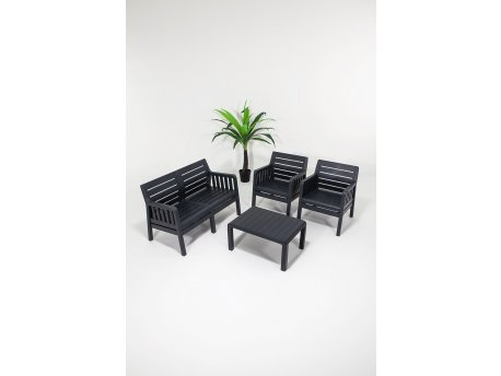 HANAH HOME Baštenska garnitura Lara Mindersiz 2+1+1+S Takim Anthracite