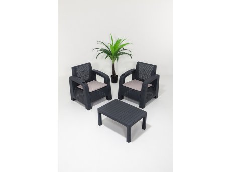 HANAH HOME Baštenska garnitura Olimpos 1+1+S Takim Anthracite