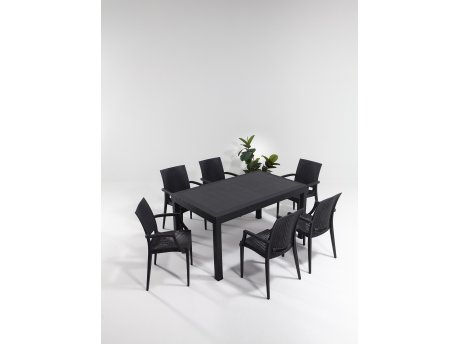 HANAH HOME Baštenski set Rattan 90x150 Large Lux Masa Takimi Anthracite