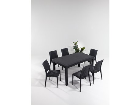 HANAH HOME Baštenski set Rattan 90x150 Large Masa Takimi Anthracite
