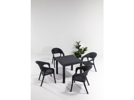 HANAH HOME Baštenski set Garden 80x80 Small Masa Takimi Anthracite