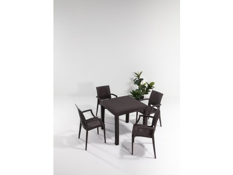 HANAH HOME Baštenski set Rattan 80x80 Small Lux Masa Takimi Brown