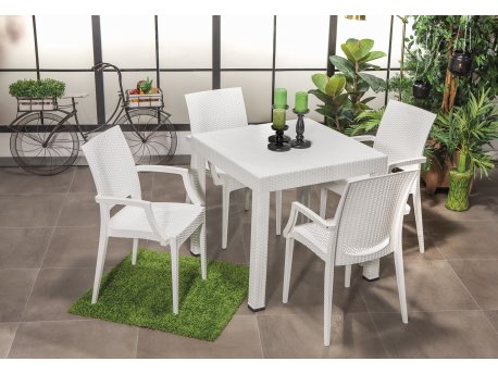HANAH HOME Baštenski set Rattan 80x80 Small Lux Masa Takimi White