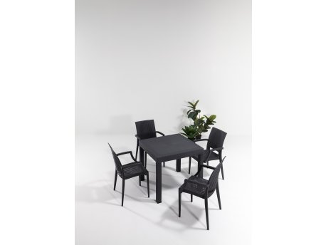 HANAH HOME Baštenski set Rattan 80x80 Small Lux Masa Takimi Anthracite