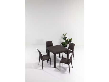 HANAH HOME Baštenski set Rattan 80x80 Small Masa Takimi Brown