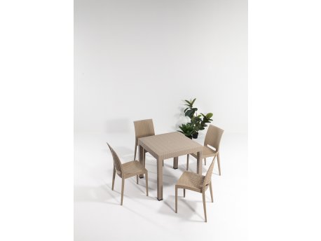 HANAH HOME Baštenski set Rattan 80x80 Small Masa Takimi Cappucino