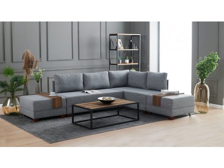 Atelier del Sofa Ugaona garnitura Fly Corner Sofa Bed Right Grey