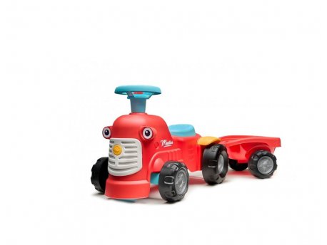 FALK Traktor za decu sa prikolicom crveni