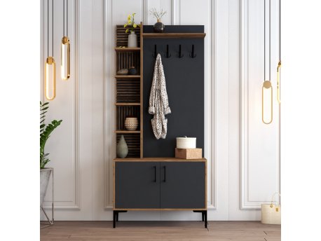 HANAH HOME Cipelarnik sa čivilukom Viyana D Walnut Anthracite