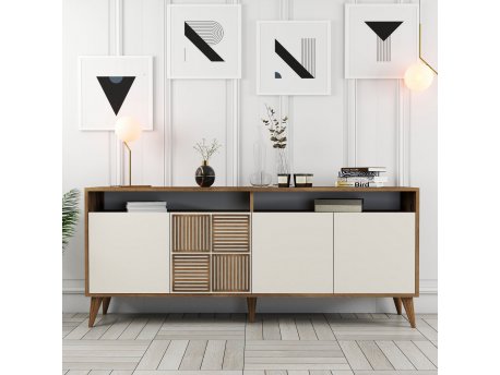 HANAH HOME Komoda Milan Walnut Cream