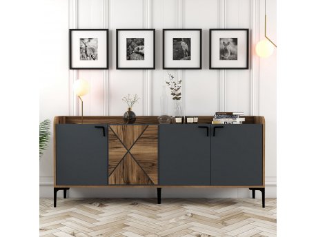 HANAH HOME Komoda Venedik Walnut Anthracite