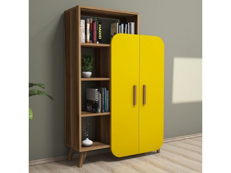 HANAH HOME Polica za knjige Form Walnut Yellow