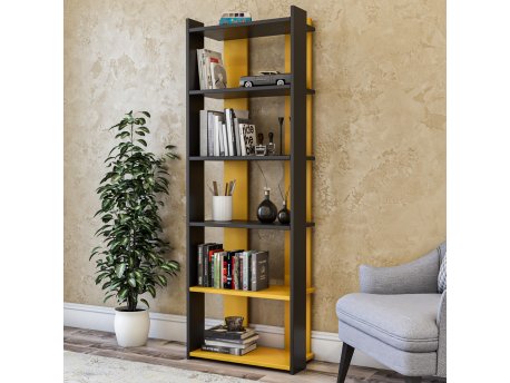 HANAH HOME Polica za knjige Sakran Anthracite Yellow