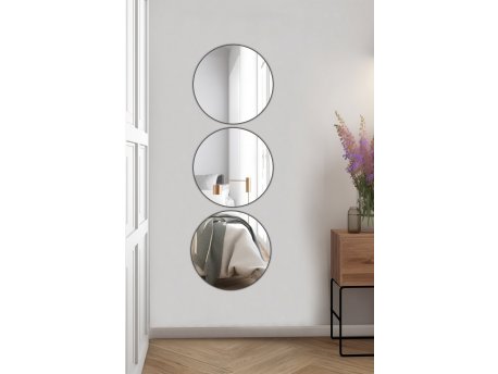 HANAH HOME Ogledalo Round Triple Diameter: 30 cm Silver