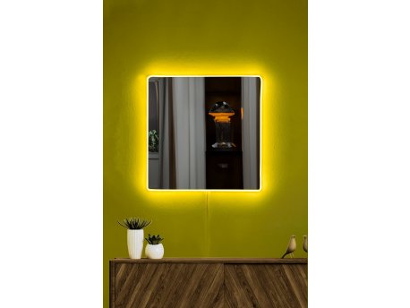 HANAH HOME Ogledalo sa LED osvetljenjem Square 30x30 cm Yellow
