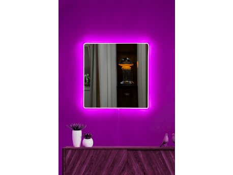 HANAH HOME Ogledalo sa LED osvetljenjem Square 30x30 cm Pink