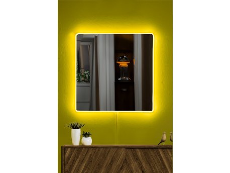 HANAH HOME Ogledalo sa LED osvetljenjem Square 50x50 cm Yellow