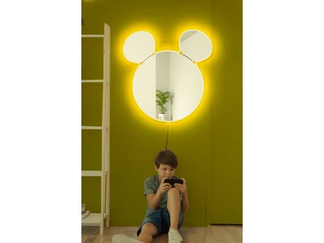HANAH HOME Ogledalo sa LED osvetljenjem Mickey Silver Yellow