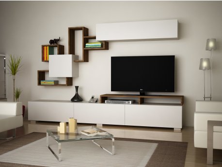 HANAH HOME TV polica Elit White Walnut