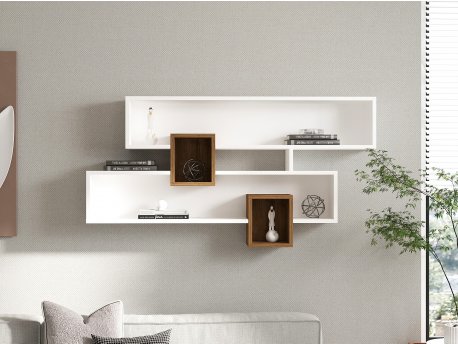 HANAH HOME Zidna polica Karen Walnut White