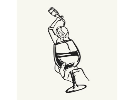 WALLXPERT Zidna dekoracija Glass of Wine Girl Line Art APT749 M