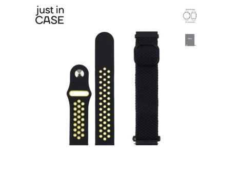 JUST IN CASE 2u1 Narukvica za pametni sat, 22mm SILIKON + crna TEKSTIL