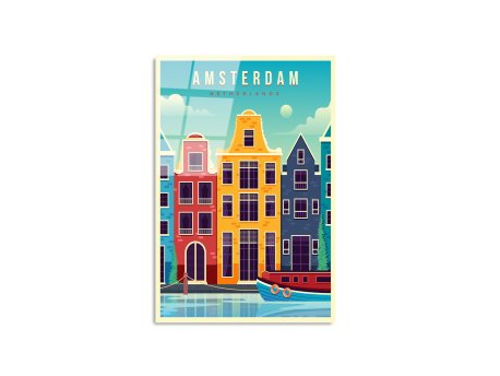 WALLXPERT Dekorativna slika od kaljenog stakla, AMSTERDAM, UV 1028 (30x45 cm)