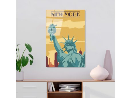 WALLXPERT Dekorativna slika od kaljenog stkala, New York (UV1027) 30 x 45cm