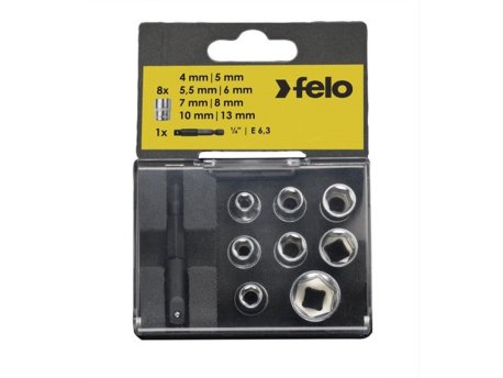 FELO Set nasadnih glava sa adapterom HEX Nut 05798106 9 kom (05798106)