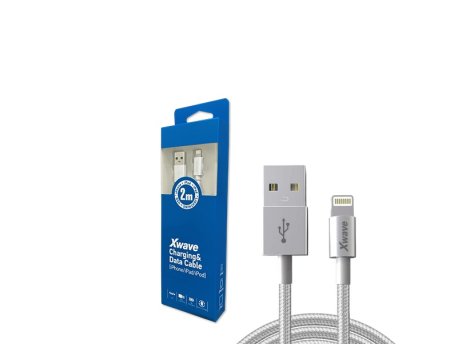 Xwave Kabl USB IPHONE 2M 3A,lightning aluminium,upleteni srebrni