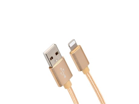 Xwave Kabl USB IPHONE 1.2M 3A,lightning aluminium,upleteni zlatni