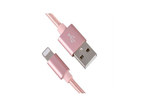 Xwave Kabl USB IPHONE 2M 3A,lightning aluminium,upleteni roze zlatni